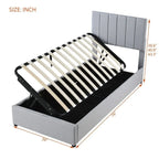 Twin Size Lift Up Storage Bed with Headboard and Underneath Storage, Upholstered Platform Bed with Hydraulic Storage System