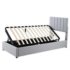 Twin Size Lift Up Storage Bed with Headboard and Underneath Storage, Upholstered Platform Bed with Hydraulic Storage System