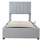 Twin Size Lift Up Storage Bed with Headboard and Underneath Storage, Upholstered Platform Bed with Hydraulic Storage System