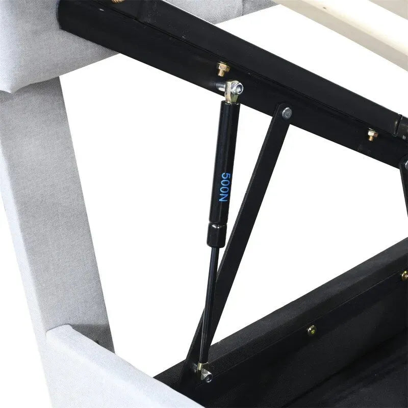 Twin Size Lift Up Storage Bed with Headboard and Underneath Storage, Upholstered Platform Bed with Hydraulic Storage System