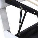 Twin Size Lift Up Storage Bed with Headboard and Underneath Storage, Upholstered Platform Bed with Hydraulic Storage System