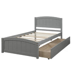 Twin Size Platform Bed with Two Drawers, White