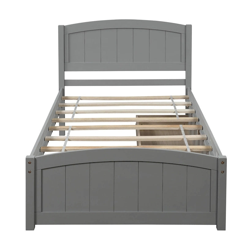 Twin Size Platform Bed with Two Drawers, White