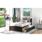 Twin Size Platform Bed with Two Drawers, White
