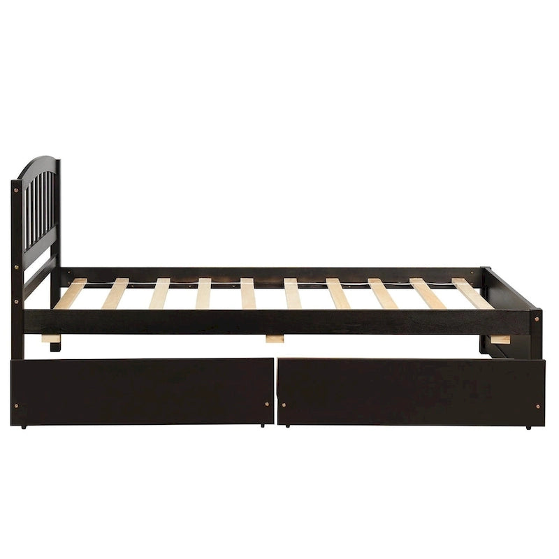Twin Size Platform Bed with Two Drawers, White