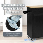 Rolling Kitchen Island Cart Storage Cabinet w/ Towel & Spice