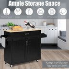 Rolling Kitchen Island Cart Storage Cabinet w/ Towel & Spice