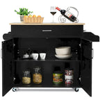 Rolling Kitchen Island Cart Storage Cabinet w/ Towel & Spice