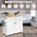 Rolling Kitchen Island Cart Storage Cabinet w/ Towel & Spice