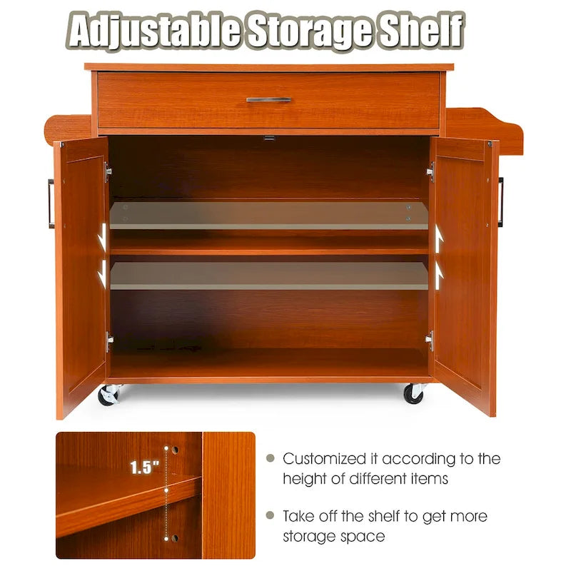 Rolling Kitchen Island Cart Storage Cabinet w/ Towel & Spice