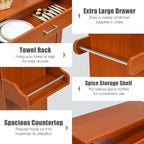 Rolling Kitchen Island Cart Storage Cabinet w/ Towel & Spice