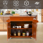 Rolling Kitchen Island Cart Storage Cabinet w/ Towel & Spice