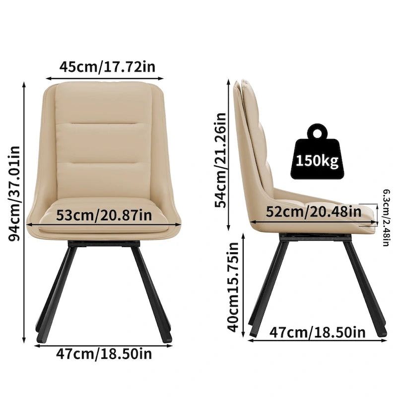 Dining Chairs Set of 2 Mid Century Modern Dining Room Chairs Armless Minimalist Single Chair with Swivel