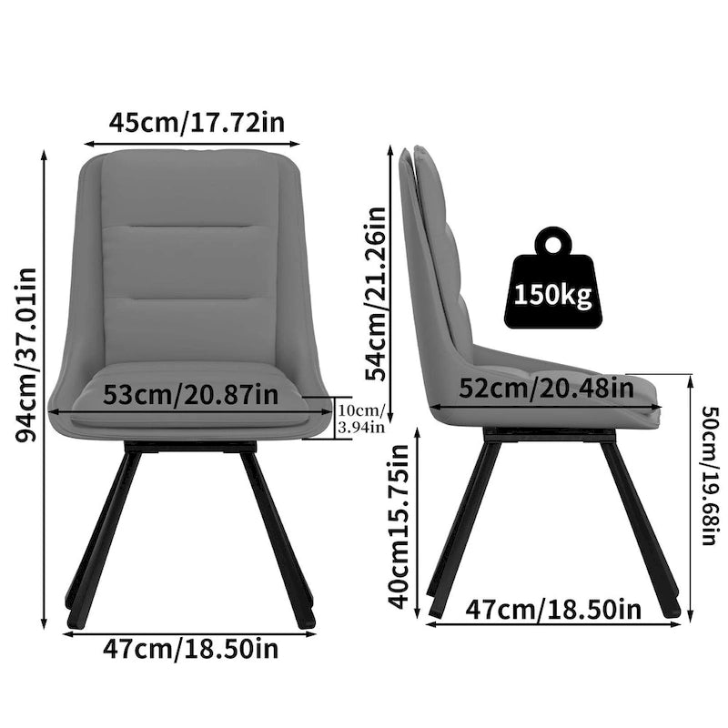 Dining Chairs Set of 2 Mid Century Modern Dining Room Chairs Armless Minimalist Single Chair with Swivel