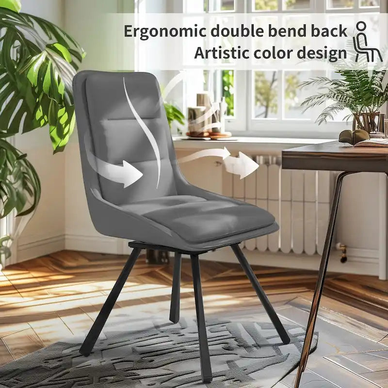 Dining Chairs Set of 2 Mid Century Modern Dining Room Chairs Armless Minimalist Single Chair with Swivel