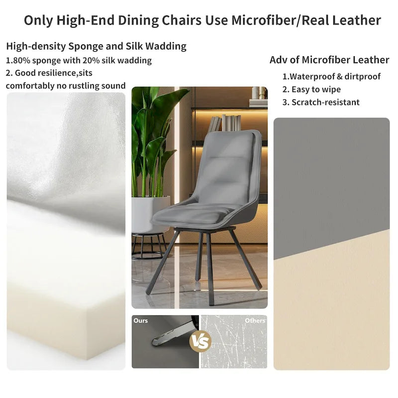 Dining Chairs Set of 2 Mid Century Modern Dining Room Chairs Armless Minimalist Single Chair with Swivel