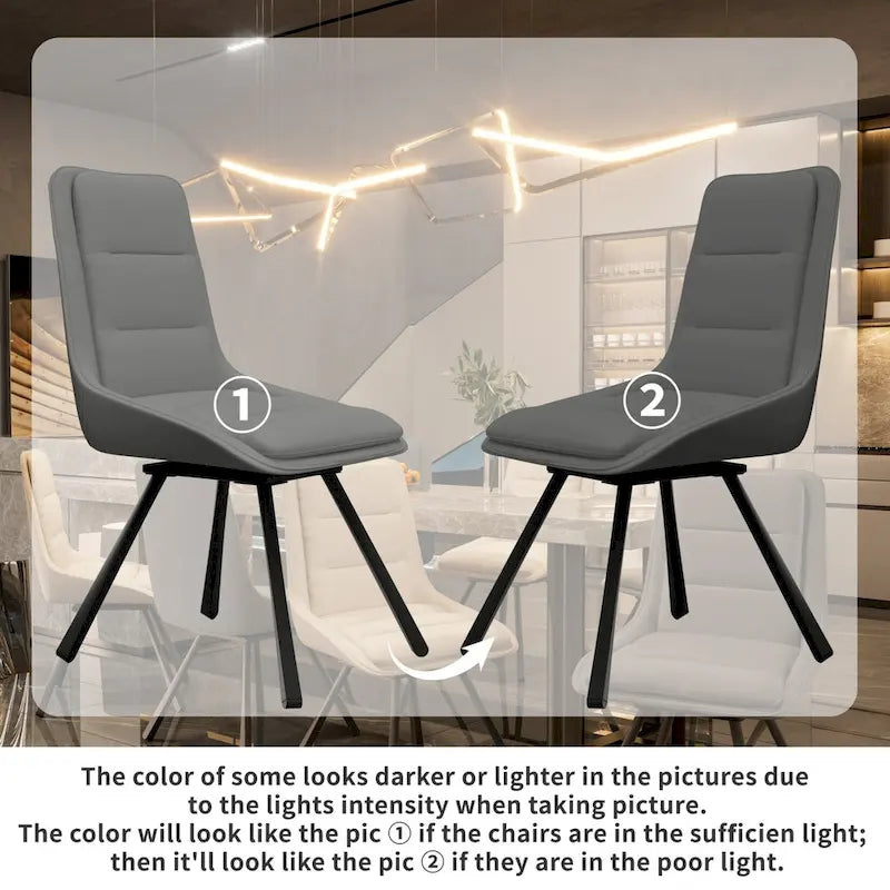 Dining Chairs Set of 2 Mid Century Modern Dining Room Chairs Armless Minimalist Single Chair with Swivel