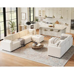 U-Shaped Modular Sectional Sofa, Oversized 9 Seat Couch with 2 Storage Ottoman, 2 Pillows, Modern Deep Seat Comfy Couch