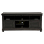 Black Wood TV Stand with 2 Doors and 4 Shelves - 60 Inch