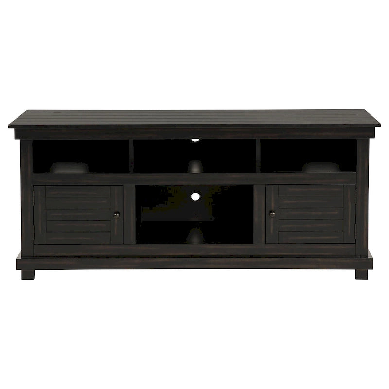 Black Wood TV Stand with 2 Doors and 4 Shelves - 60 Inch
