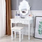 Makeup Vanity Desk Stool Set, Vanity Mirror with Lights Table Set