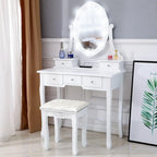 Makeup Vanity Desk Stool Set, Vanity Mirror with Lights Table Set
