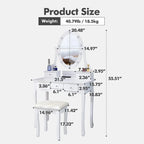 Makeup Vanity Desk Stool Set, Vanity Mirror with Lights Table Set