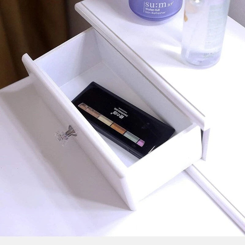 Makeup Vanity Desk Stool Set, Vanity Mirror with Lights Table Set