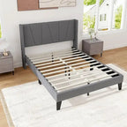 Full Size Upholstered Bed Frame w/ Elastic Pockets Mattress