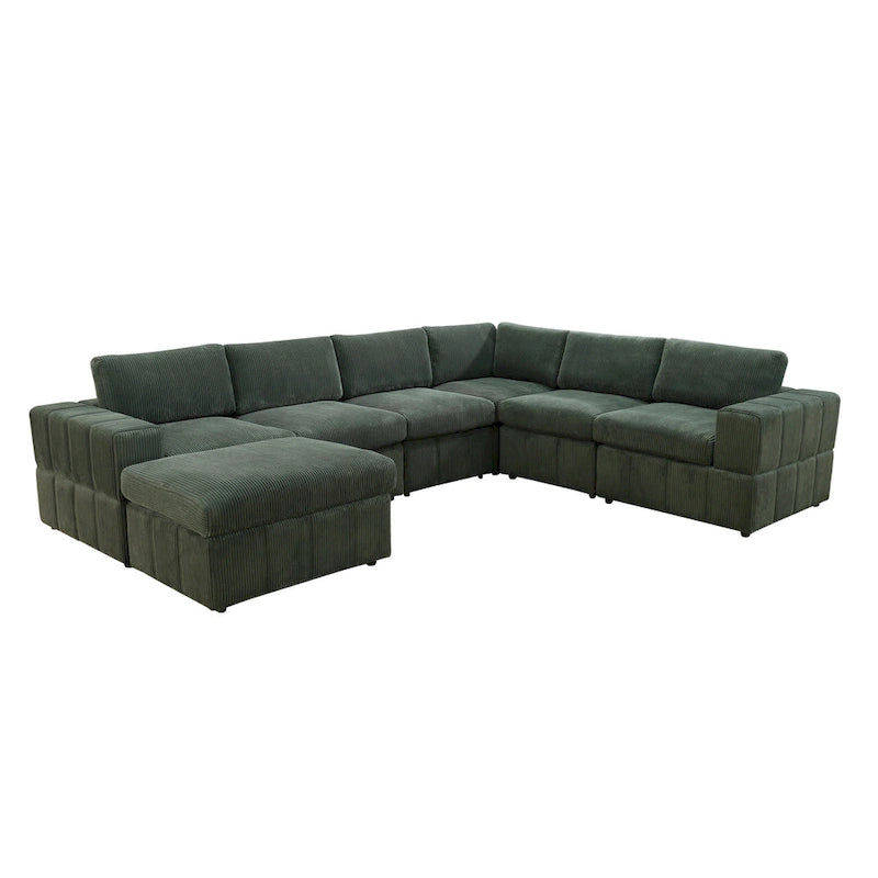 Oversized 7 - Piece 130 Wide Reversible Modular Corner Sectional Sofa Couch with Ottoman