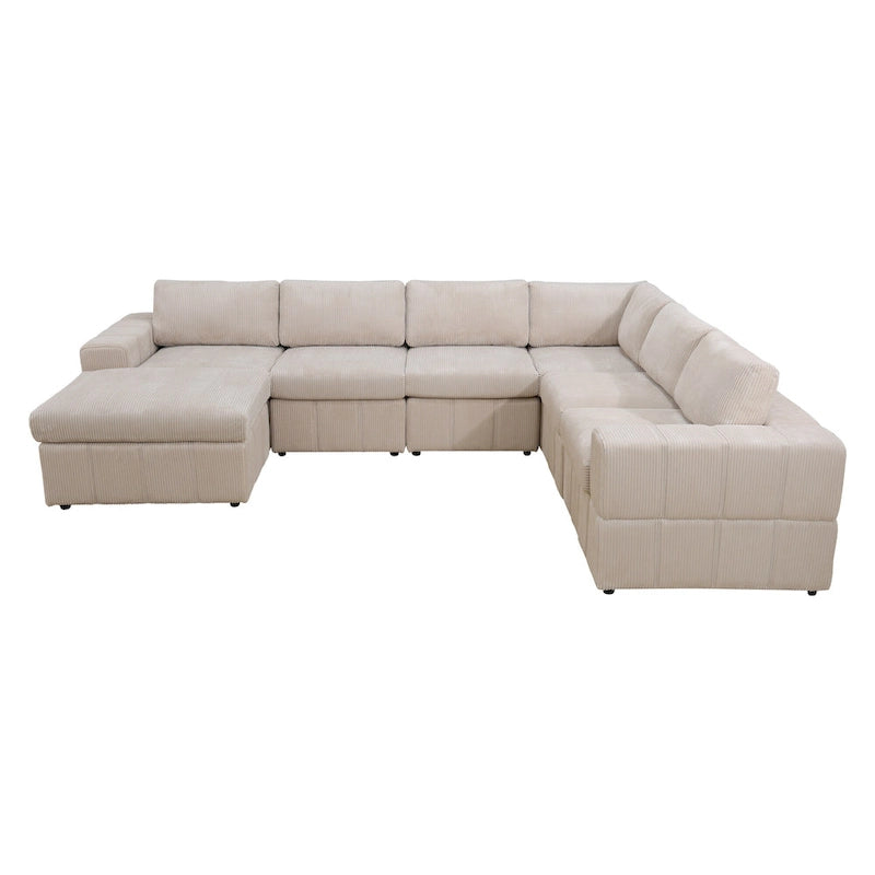 Oversized 7 - Piece 130 Wide Reversible Modular Corner Sectional Sofa Couch with Ottoman