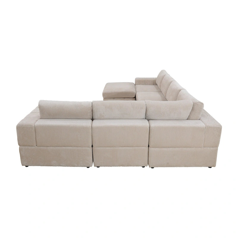 Oversized 7 - Piece 130 Wide Reversible Modular Corner Sectional Sofa Couch with Ottoman