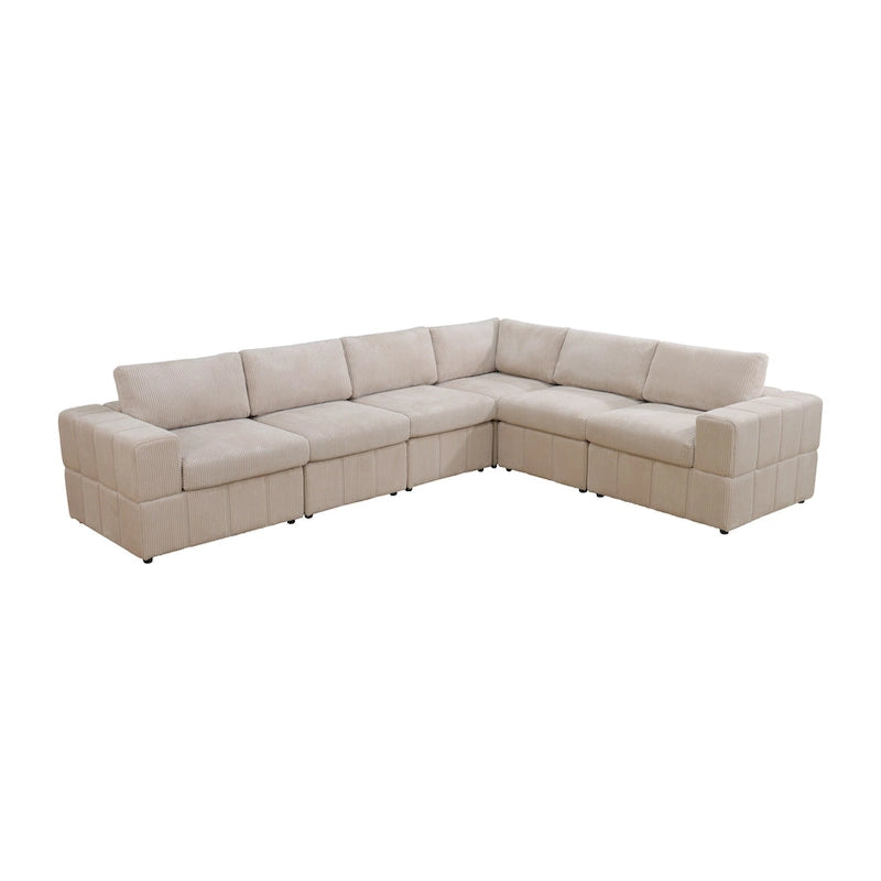 Oversized 7 - Piece 130 Wide Reversible Modular Corner Sectional Sofa Couch with Ottoman