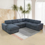 Oversized 7 - Piece 130 Wide Reversible Modular Corner Sectional Sofa Couch with Ottoman