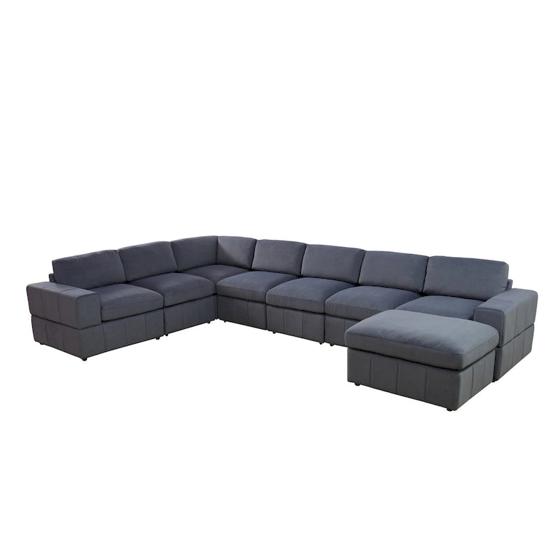 Oversized 7 - Piece 130 Wide Reversible Modular Corner Sectional Sofa Couch with Ottoman