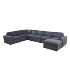 Oversized 7 - Piece 130 Wide Reversible Modular Corner Sectional Sofa Couch with Ottoman
