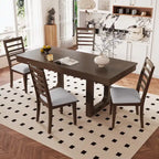 5 Piece Extendable Dining Table Set, Farmhouse Extendable Table with 18 Move Leaf