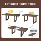 5 Piece Extendable Dining Table Set, Farmhouse Extendable Table with 18 Move Leaf