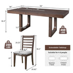5 Piece Extendable Dining Table Set, Farmhouse Extendable Table with 18 Move Leaf