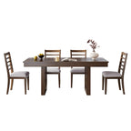 5 Piece Extendable Dining Table Set, Farmhouse Extendable Table with 18 Move Leaf