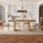 5 Piece Extendable Dining Table Set, Farmhouse Extendable Table with 18 Move Leaf