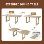 5 Piece Extendable Dining Table Set, Farmhouse Extendable Table with 18 Move Leaf
