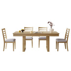 5 Piece Extendable Dining Table Set, Farmhouse Extendable Table with 18 Move Leaf