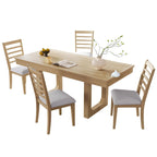 5 Piece Extendable Dining Table Set, Farmhouse Extendable Table with 18 Move Leaf