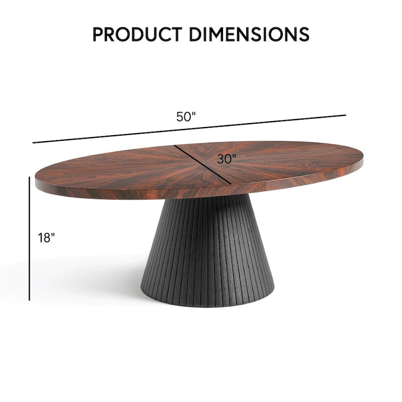 Modern Brown and Black Oval Coffee Table
