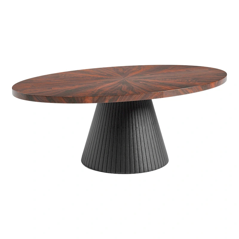 Modern Brown and Black Oval Coffee Table