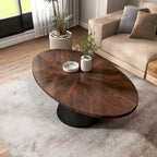 Modern Brown and Black Oval Coffee Table