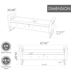 Velvet Storage Bench for Bedroom (with Armrests and Wooden Frame)