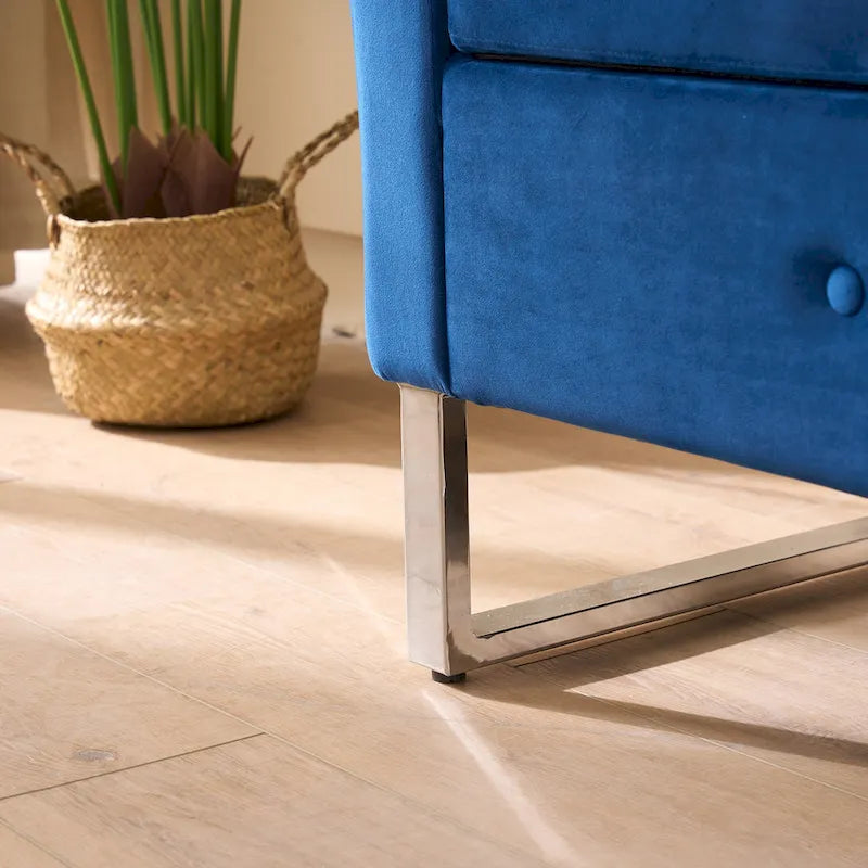 Velvet Storage Bench for Bedroom (with Armrests and Wooden Frame)