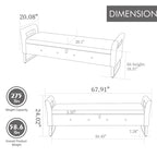 Velvet Storage Bench for Bedroom (with Armrests and Wooden Frame)